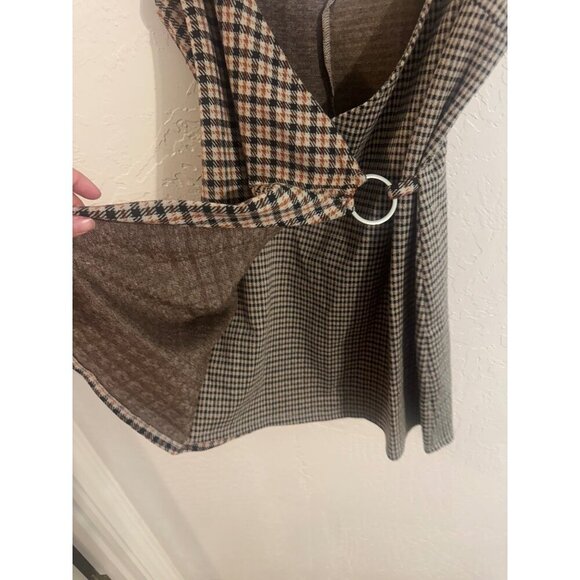 Stitch & Pine Wrap Front Buckle Plaid & checkered Mini Dress - Picture 4 of 9